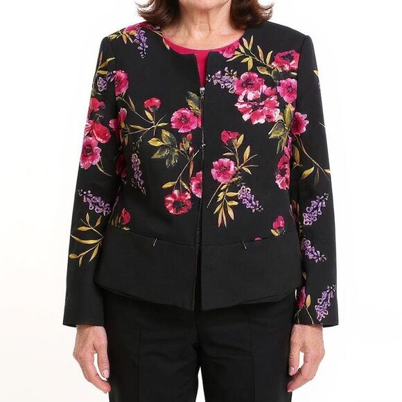 Susan Graver Floral Zip Blazer - Picture 1 of 9